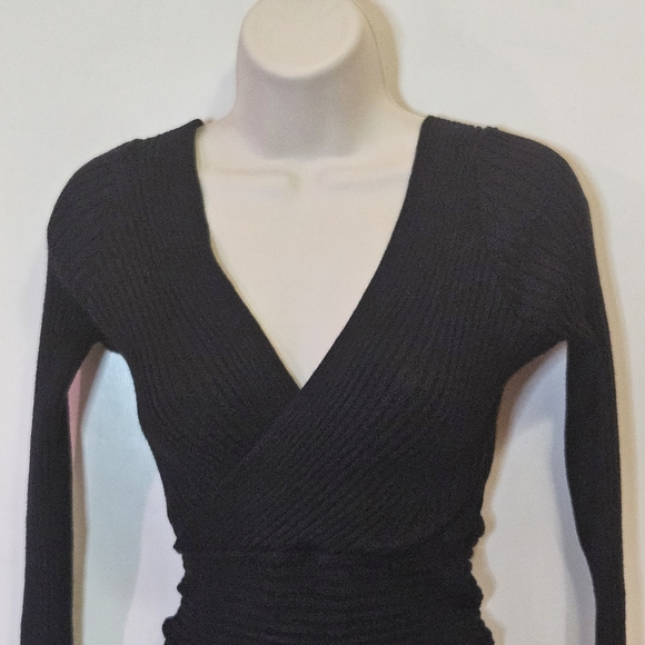 Windsor Black Ribbed Knit Long Sleeve Mini Dress, Small - Picture 9 of 14